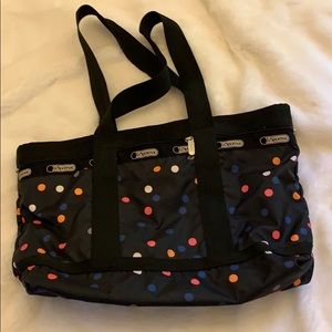 Black Polkadot Lesportsac Tote